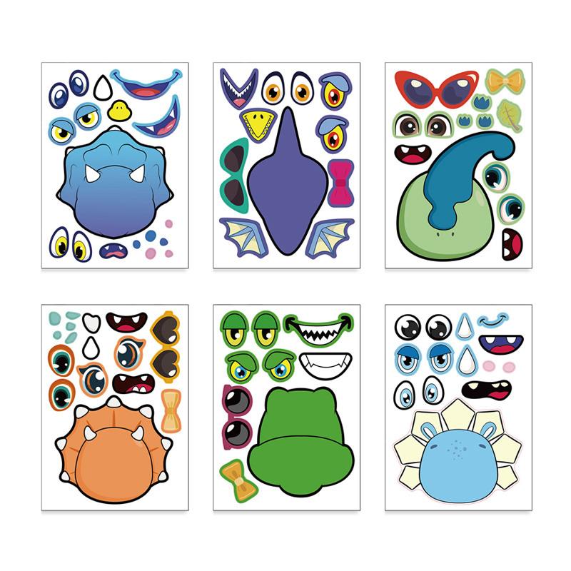 6 Sheetsset Farm Animals Assembled Sticker Kids Diy Make Animal Facial Expression Stickers Creative Toys Gift