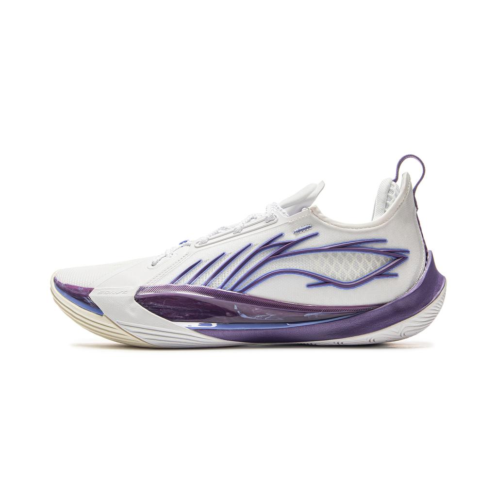 Nuevas Zapatillas de Baloncesto LiNing Sonic 13 Antideslizantes Resistentes al Desgaste Caña Baja Hombre Blanco Morado ABAV025-7