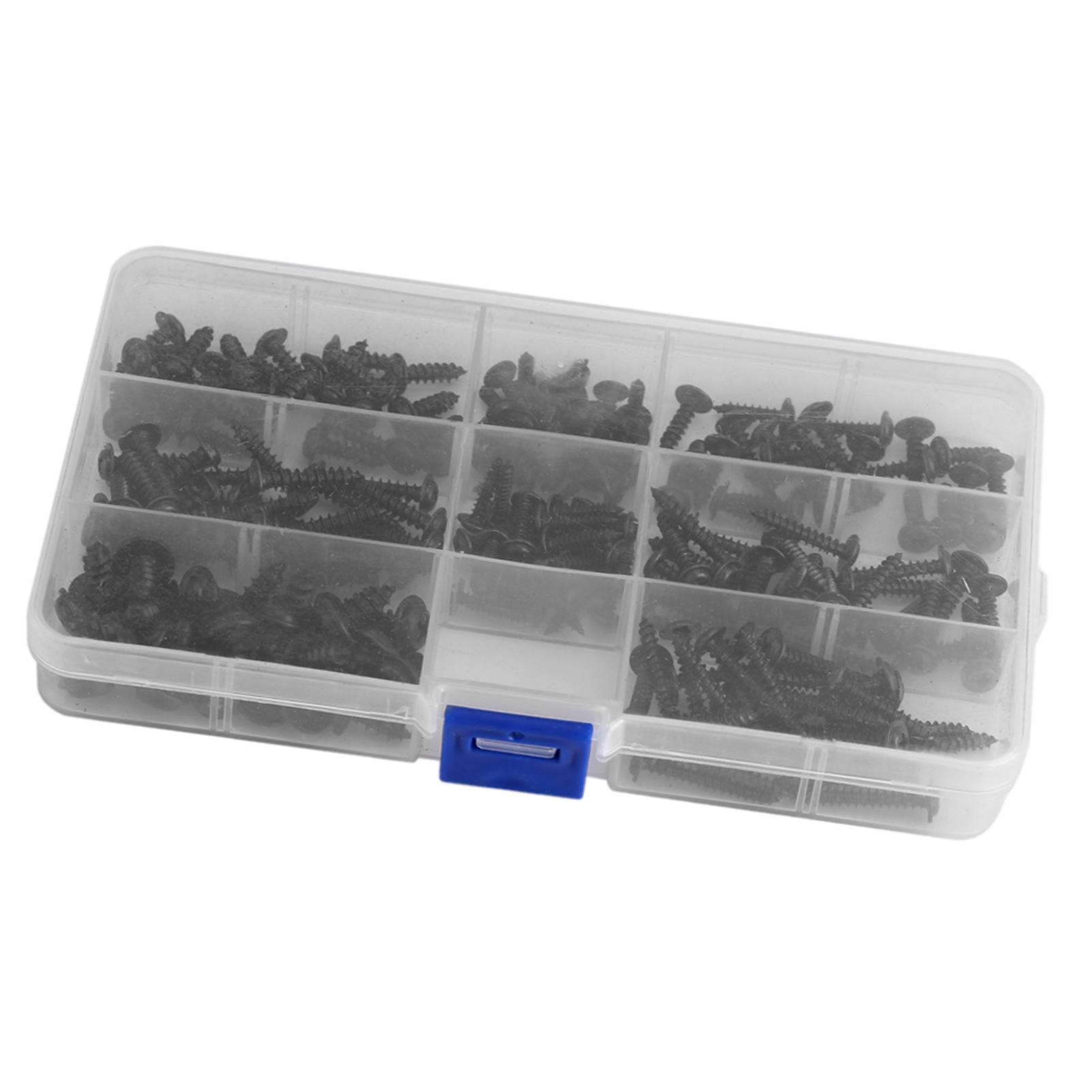 

200Pcs Carbon Steel Round Head Self Tapping Screw Tools Accessories Set Screws Kit