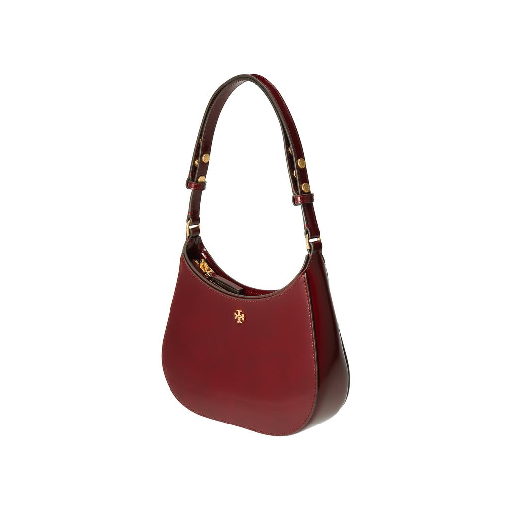 Tory Burch Emerson Minimalist Casual Zipper Leather Crescent Bag Women Handbags Burgundy 147940-627