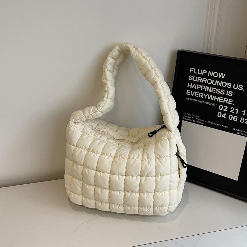 Trendige einfache Diamant-Baumwollkleidung Handtasche Tasche Damen neue Mode Retro Tote Bag Große Kapazität Personalisierte Achseltasche