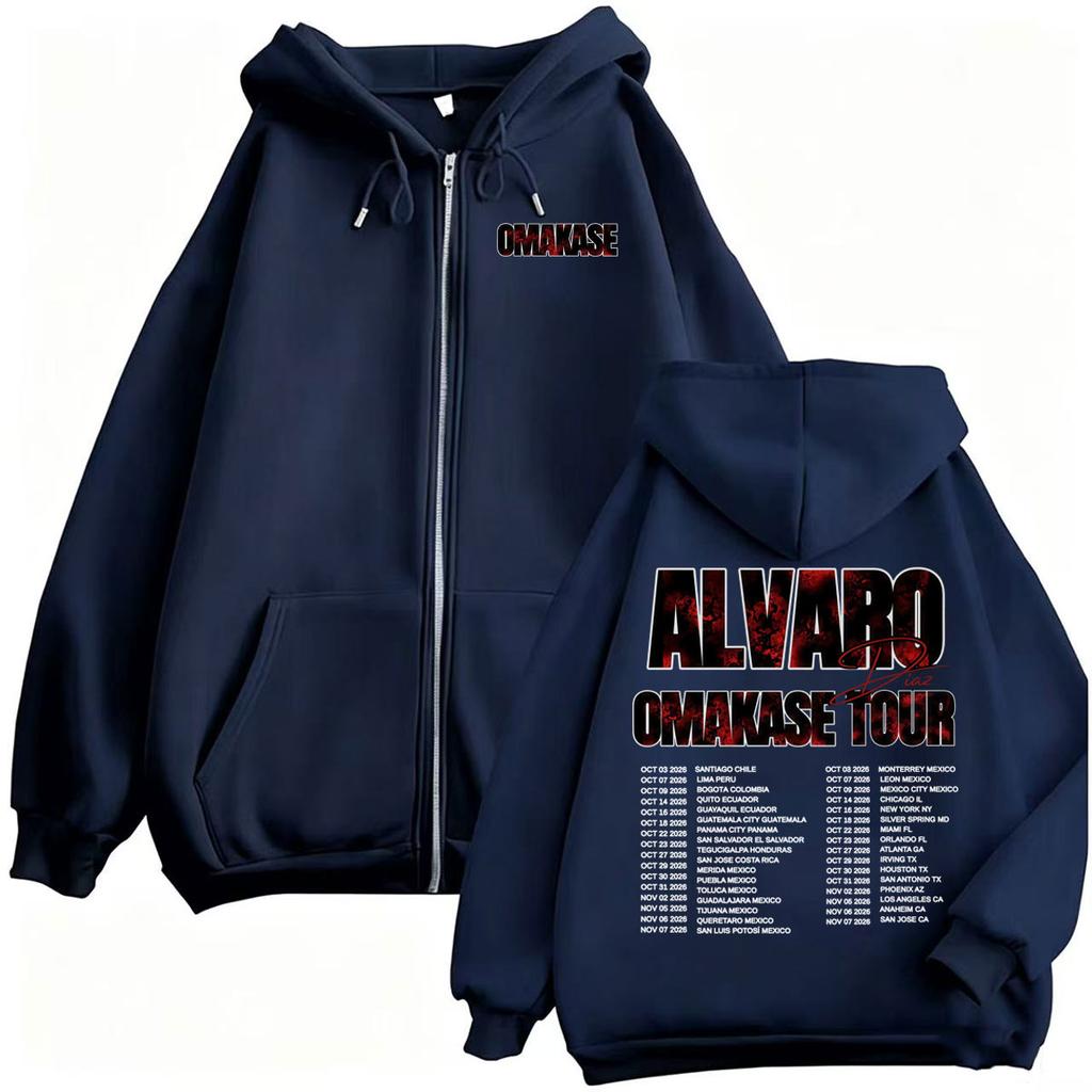Alvaro Diaz Omakase Tour Merch Zip Up Hoodies Men Women Fashion Streetwear Sweatshirts Zipper Pullovers