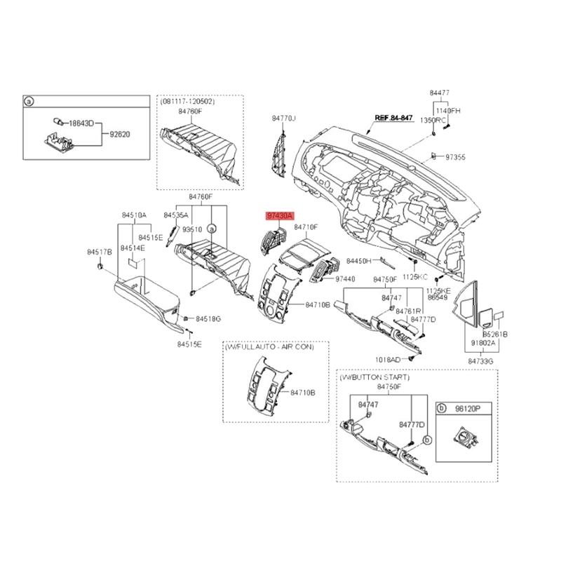 974401M100WK Right Front Dash Center Console Air Vents Nozzle A/C Air Outlet Nozzle For Kia Forte Cerato Koup 2008-2013