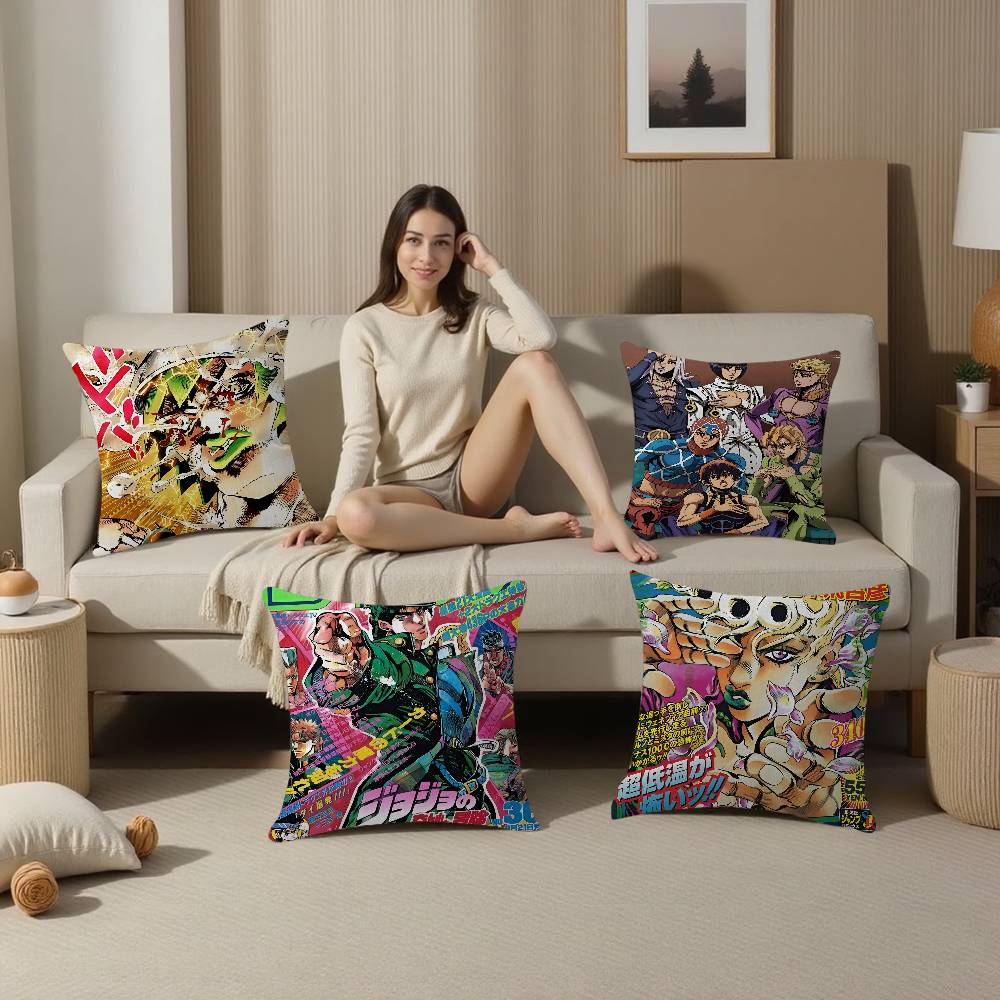 Anime Jojo Bizarre Adventure Retro Pillow Cover Sofa Cushion Cover Home Room Decoration Children Gift