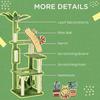 Green Indoor Cat Tree with Hammock, Cat Tower with Scratch Column, Platform, Ball, Indoor Cat Furniture.