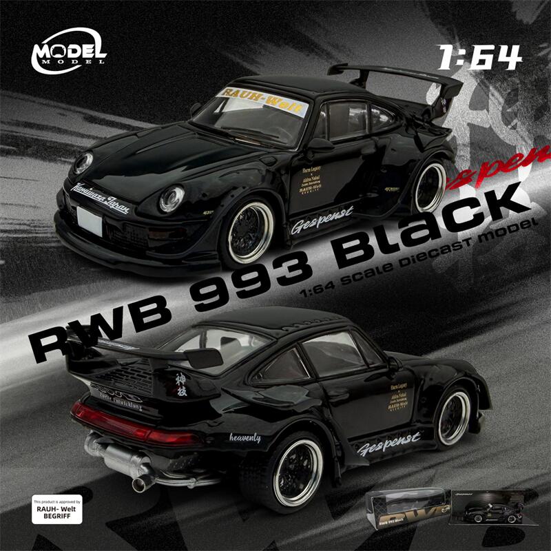 Modellmodell Mm 1:64 Rwb 993 GT-Flügel Grün / Schwarz Diecast Modellauto