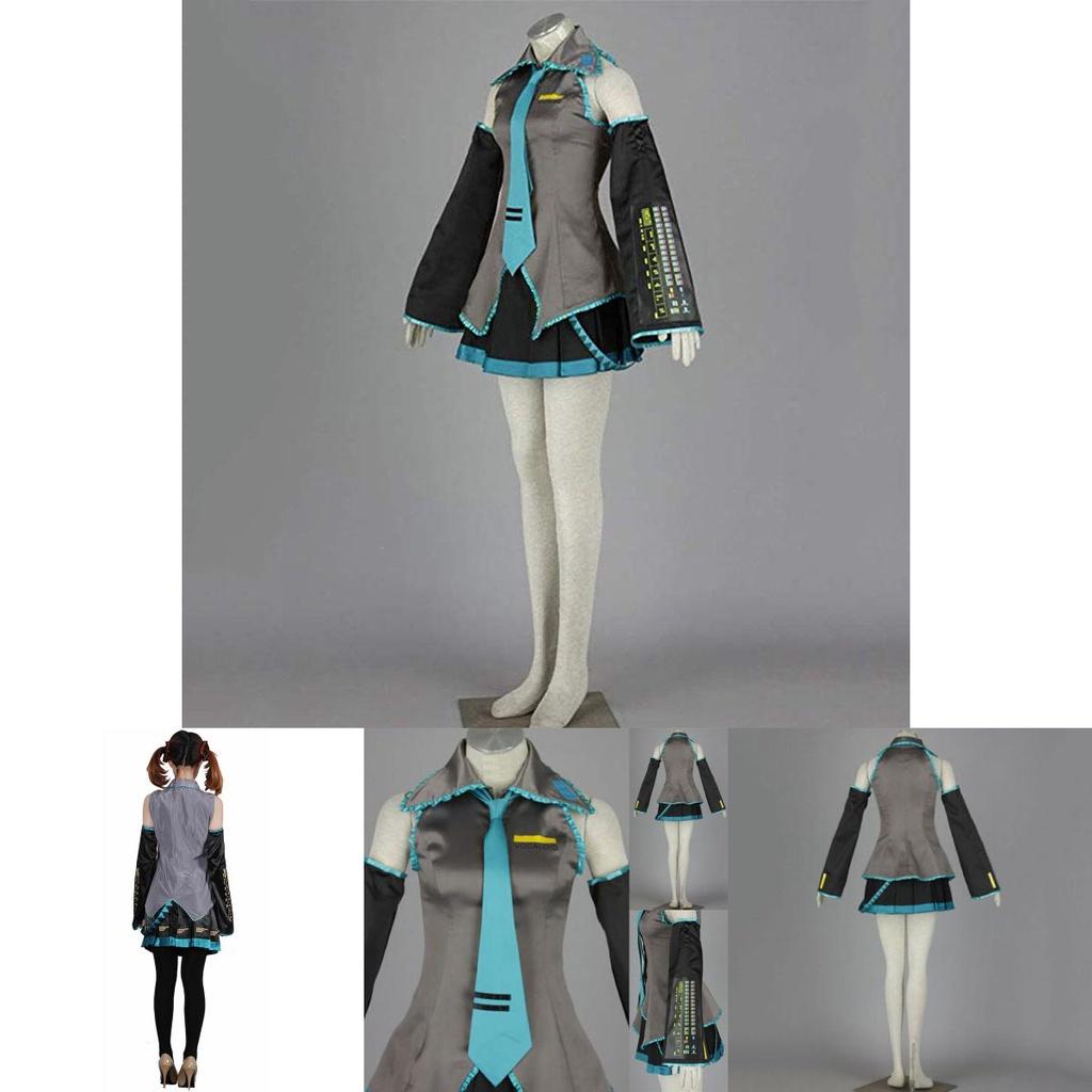 Skin-friendly Hatsune Miku Vocaloid Cosplay Suit With Wig Tops Dress And Tie