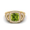 4.06 Ctw Cushion Peridot 925 Sterling Silver Gold Vemreil Solitaire Halo Women Wedding Ring