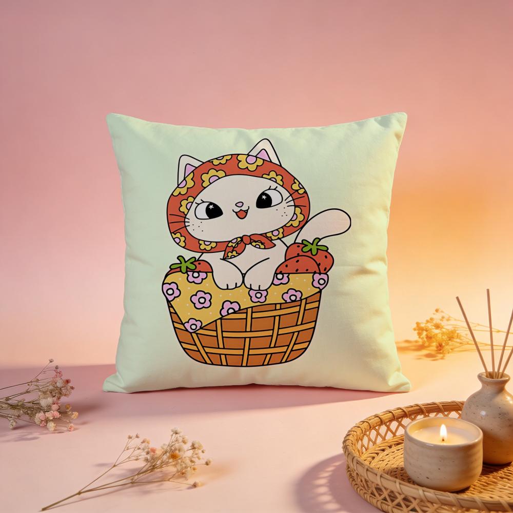 Cool Bandana Cat Graphic Cushion Cover Comfortable Durable Pillow Cover MultiScene for Home Office Car Sofa