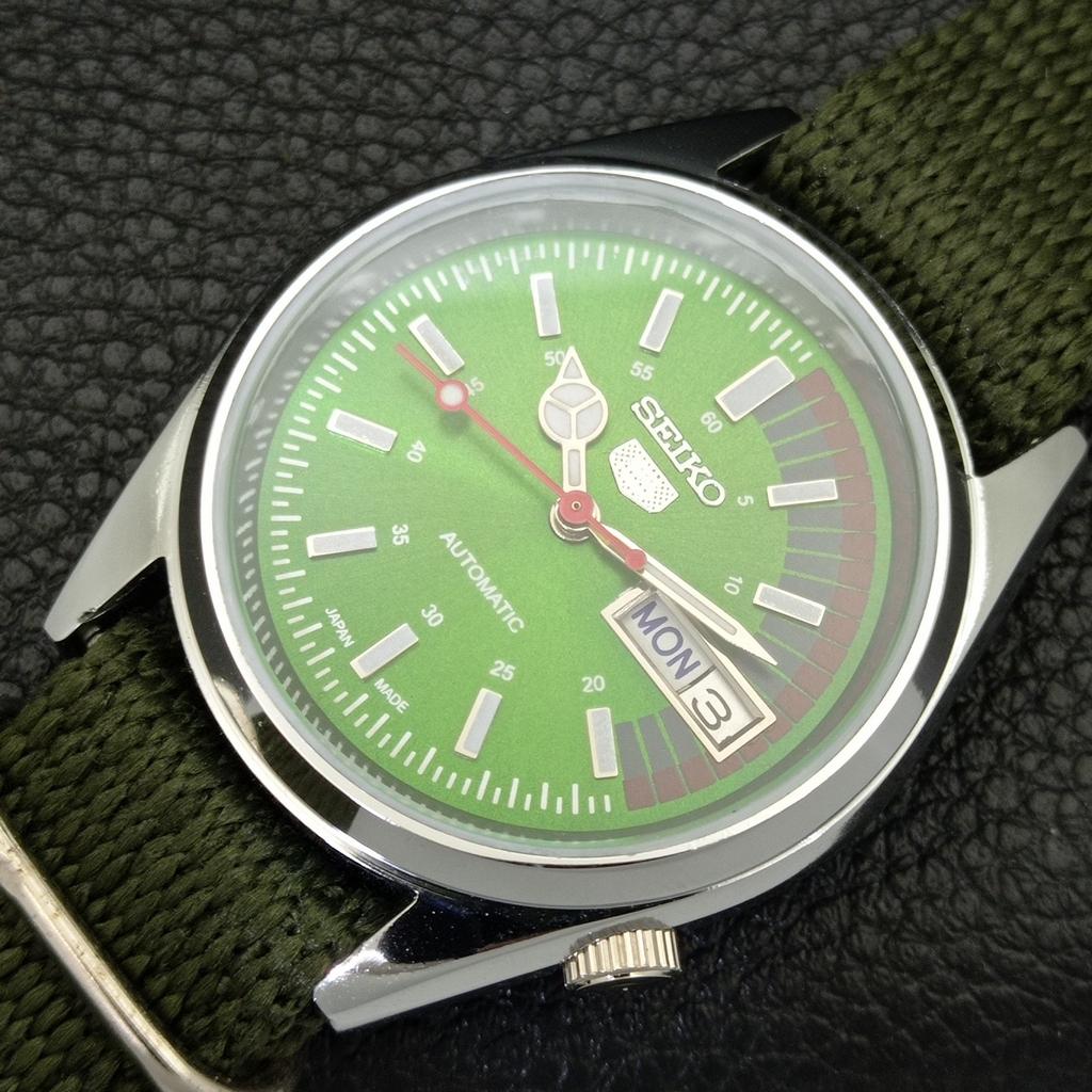 REFURBISHED VINTAGE SEIKO 5 AUTOMATIC 6309A JAPAN MENS GREEN WATCH a441148-4