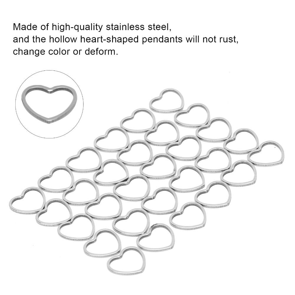 30pcs Stainless Steel Stainless Steel Pendants Hollow Frame Small Linking Ring Charms Silver 14mm Size