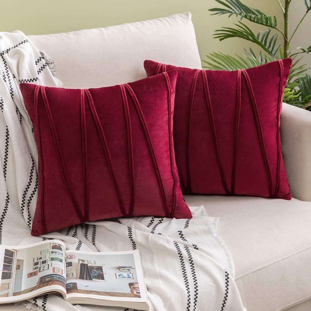 Velvet Sofa Cushion Plush Model Room Pillow Ins Solid Color Twill Pillow Case Office Bedside Pillow