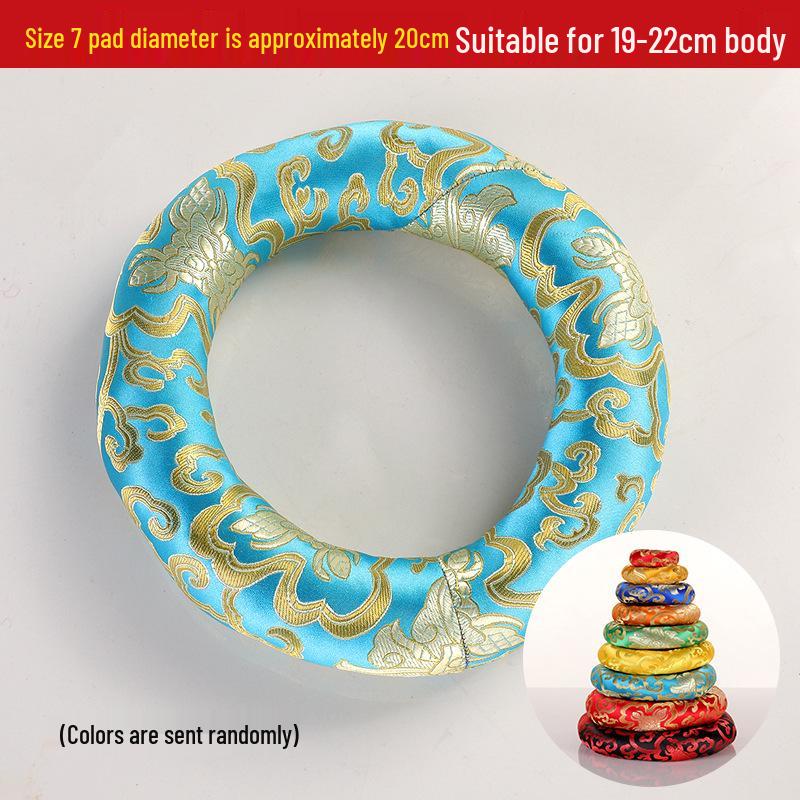 Nepalese Handmade Crystal and Copper Singing Bowl Pad with Cloth Circle and Chime Protection