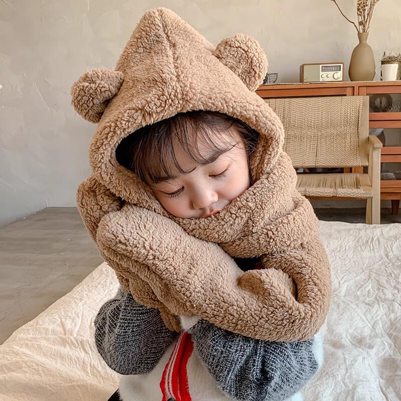 Little Bear Winter Hooded Scarf with Mask & Gloves