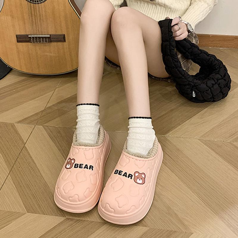 Fashion Litfun Plush Lining Women's Slippers Waterproof EVA Lightweight Slides Fluffy Indoor Slides Furry Warm Cozy Slippers For Women
