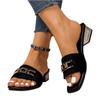 Summer women's fashionable square chain low heel slippers