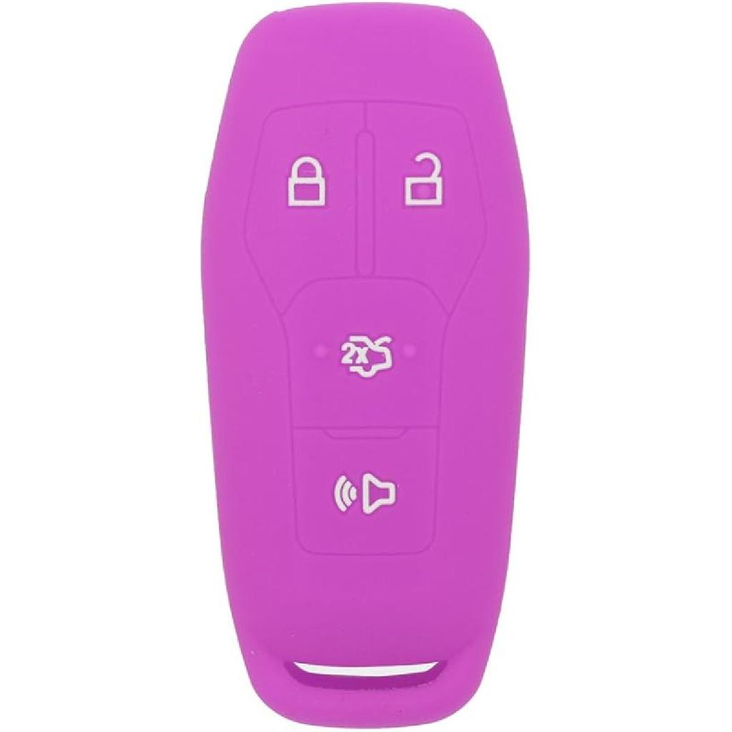 SEGADEN Silicone Cover Protector Case Holder Skin Jacket Compatible with Ford Mustang Fusion Explorer F-150 Edge 4 Button Smart Remote Key Fob CV2716
