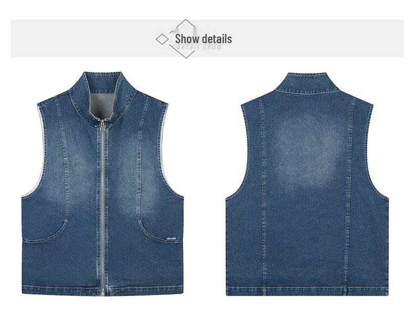 Women's Spring/Autumn 2025 European Style Denim Vest - High-End Casual Layered Sleeveless Jacket