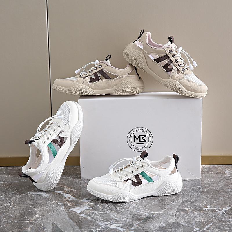 2025 little white shoes children's summer new Korean version ins female students hollow breathable versatile board shoes sports WS002