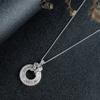 Women Baguette Cut Double Layer Circular Pendant Necklace with Sparkling Stone Bail Elegant Statement Jewelry for Daily and Party Wear