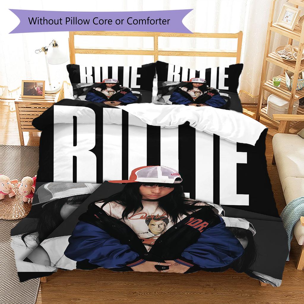 Billie Eilish Bedding Quilt Set Quilt Cover Pillowcase Home Decoration Birthday Gift (1 * Duvet Cover + 2 * Pillowcase, Without Core)