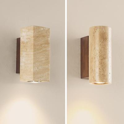 Yellow Travertine Wabi-Sabi Style Wall Lamp for Bedrooms and Living Rooms