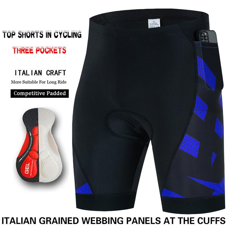 Mens Cycling Shorts With 3 Pockets Quick Dry Breathable Bike Outdoor Road MTB Riding