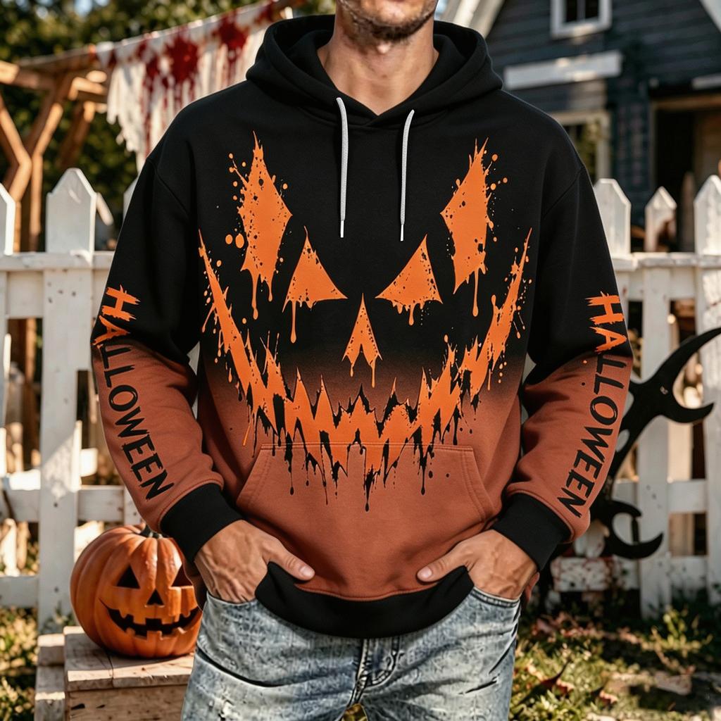 Herren Halloween Kapuzenpullover mit Taschen für Freizeit, Komfort, Sport und Alltag