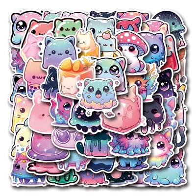 50 Nowych Naklejek Graffiti Jelly Cat Dekoracyjne Naklejki Wodoodporne na Hulajnogę, Kubek na Wodę, Kask