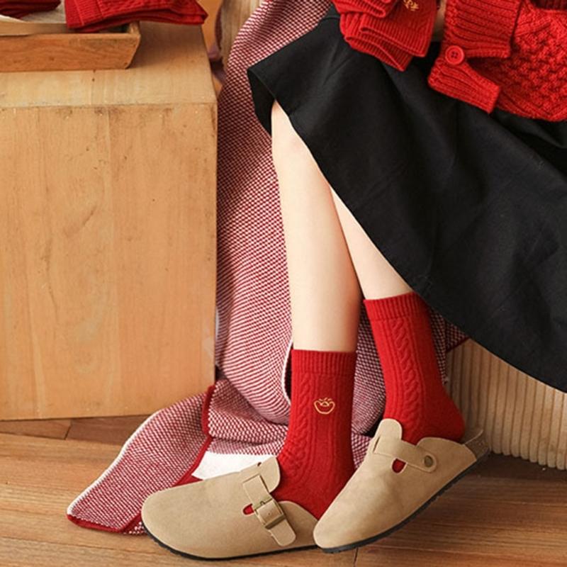 Chinese New Year Ankle Socks Soft Cotton Breathable for Women Girls Wedding New Year Celebration Party Decorations