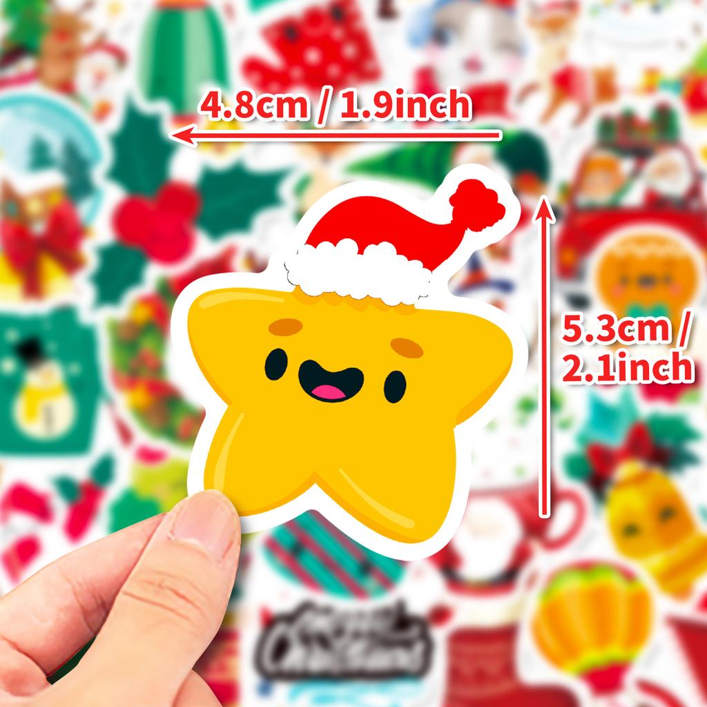 50pcs Holiday Christmas Theme Sticker for Phone Laptop Car Kids Xmas Waterproof Sticker