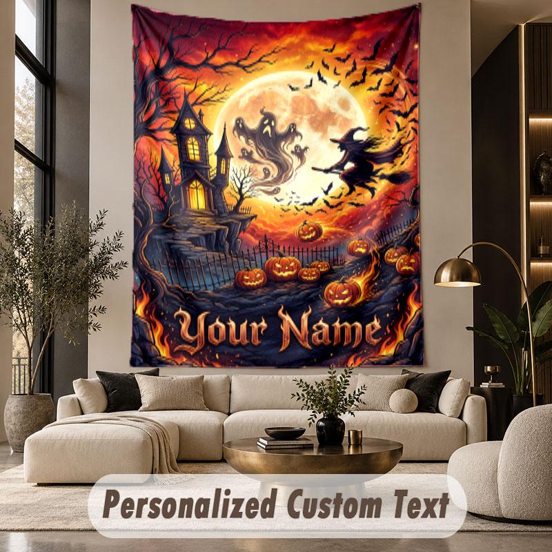 Halloween (28) Theme Custom Tapestry Personalized Custom Name Text Wall Hanging Tapestry Home Decor Background Cloth