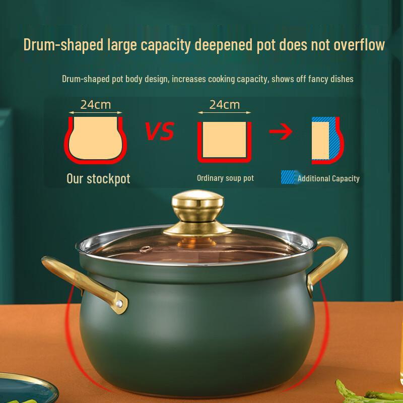 ZISIZ 304 Stainless Steel Drum-Shaped Soup Pot