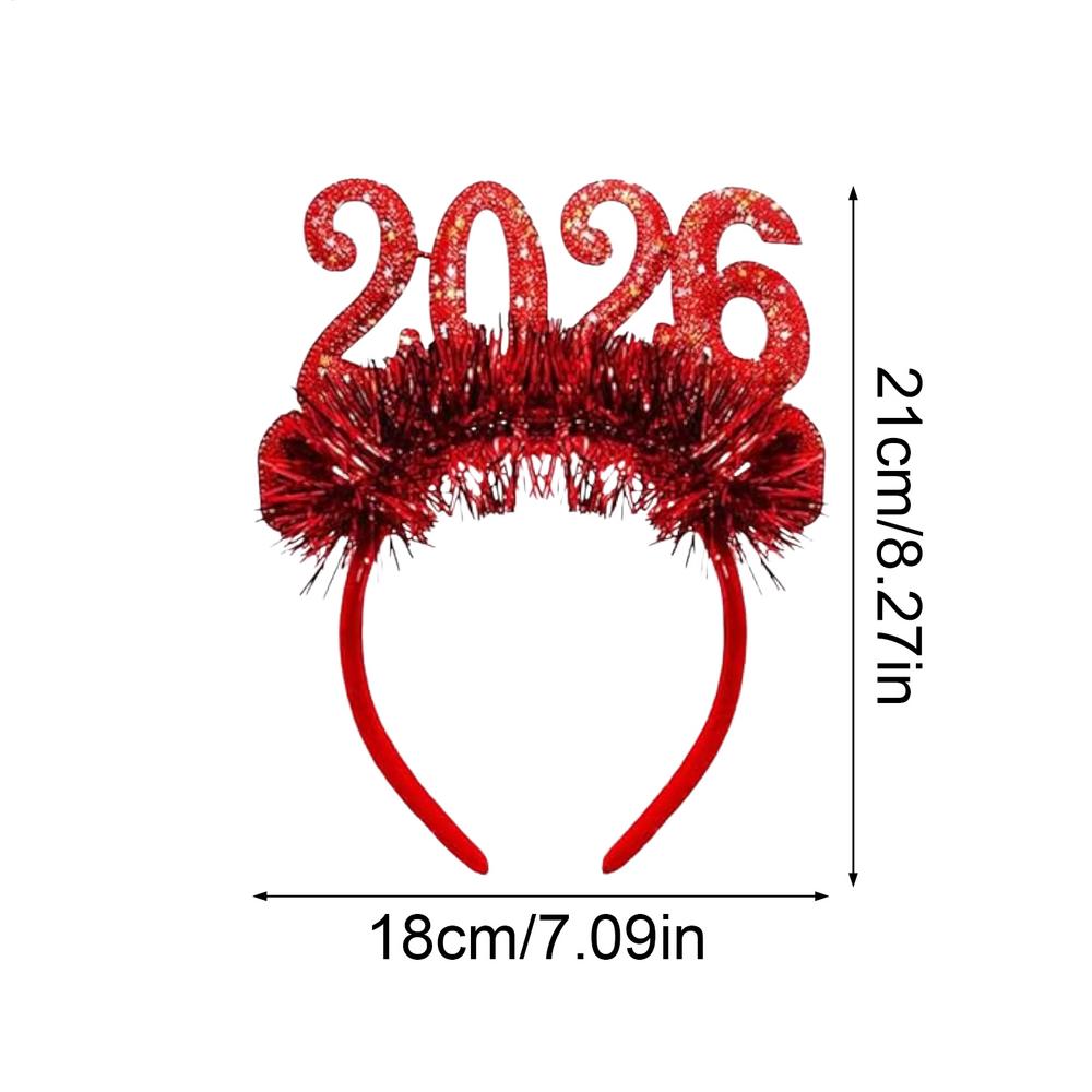 Party Headwear Glitter Headpieces with 2026 Number New Year Hair Band Costume Headwear for Women Costume Birthday Events Home