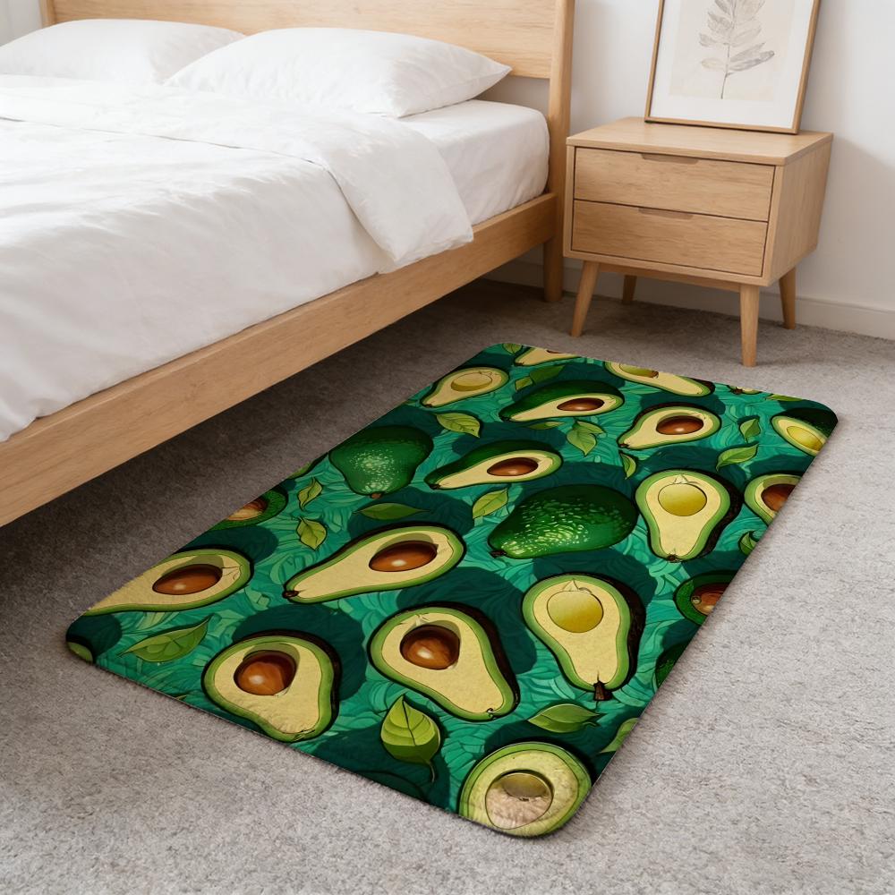 Summer Cartoon Fruit Colorful Floor Mat Washable Absorbent Flannel Door Mat Non-Slip Indoor Floor Carpet