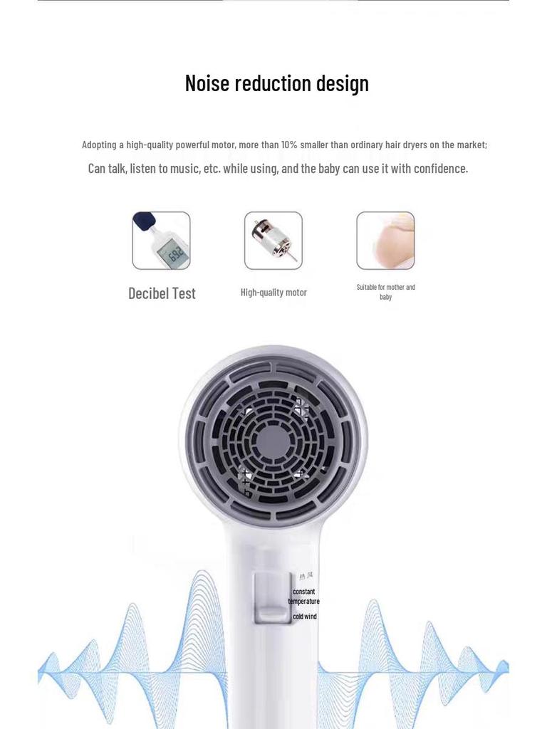 Ruivo Hotel Wall-Mounted Hair Dryer with Negative Ion Technology for Hot & Cold Air