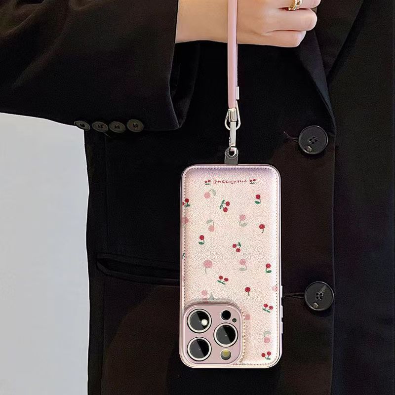 Pink Cherry Autumn Is Suitable for Oppo Xiaomi 14/15 Redmi K80vivos30 All-inclusive Anti-drop Mobile Phone Case.