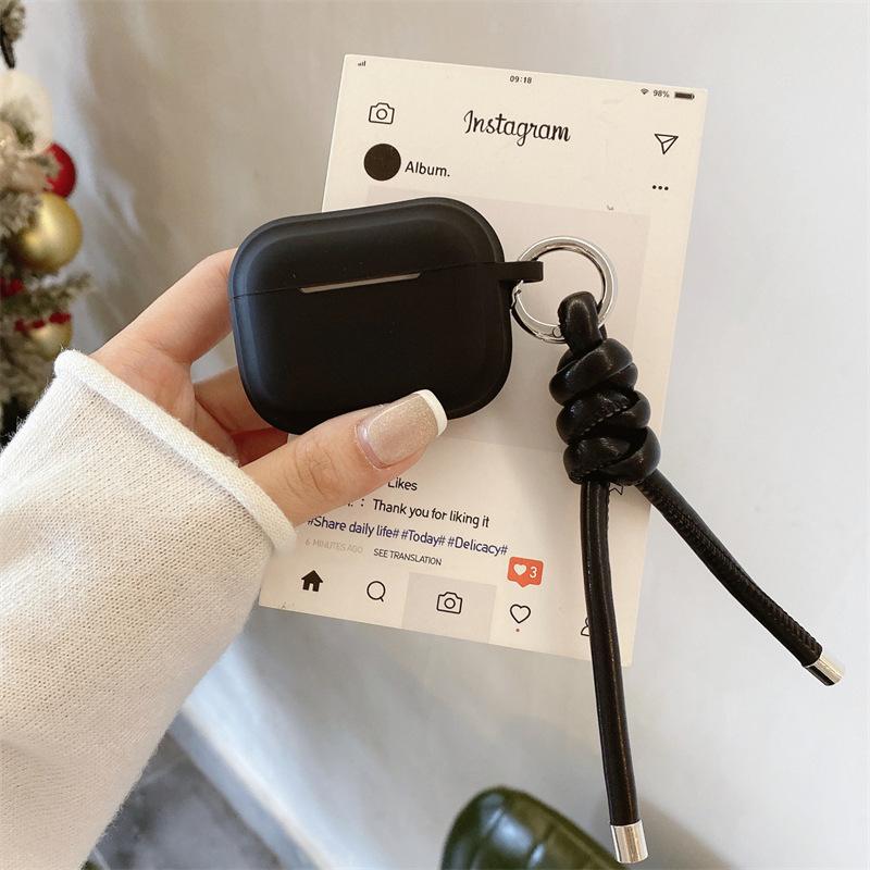 Ins Simple Leather Hand Rope for AirPods 1 Generation Protective Cover Second Generation 1 Generation Pro1 Apple Bluetooth Headset Case