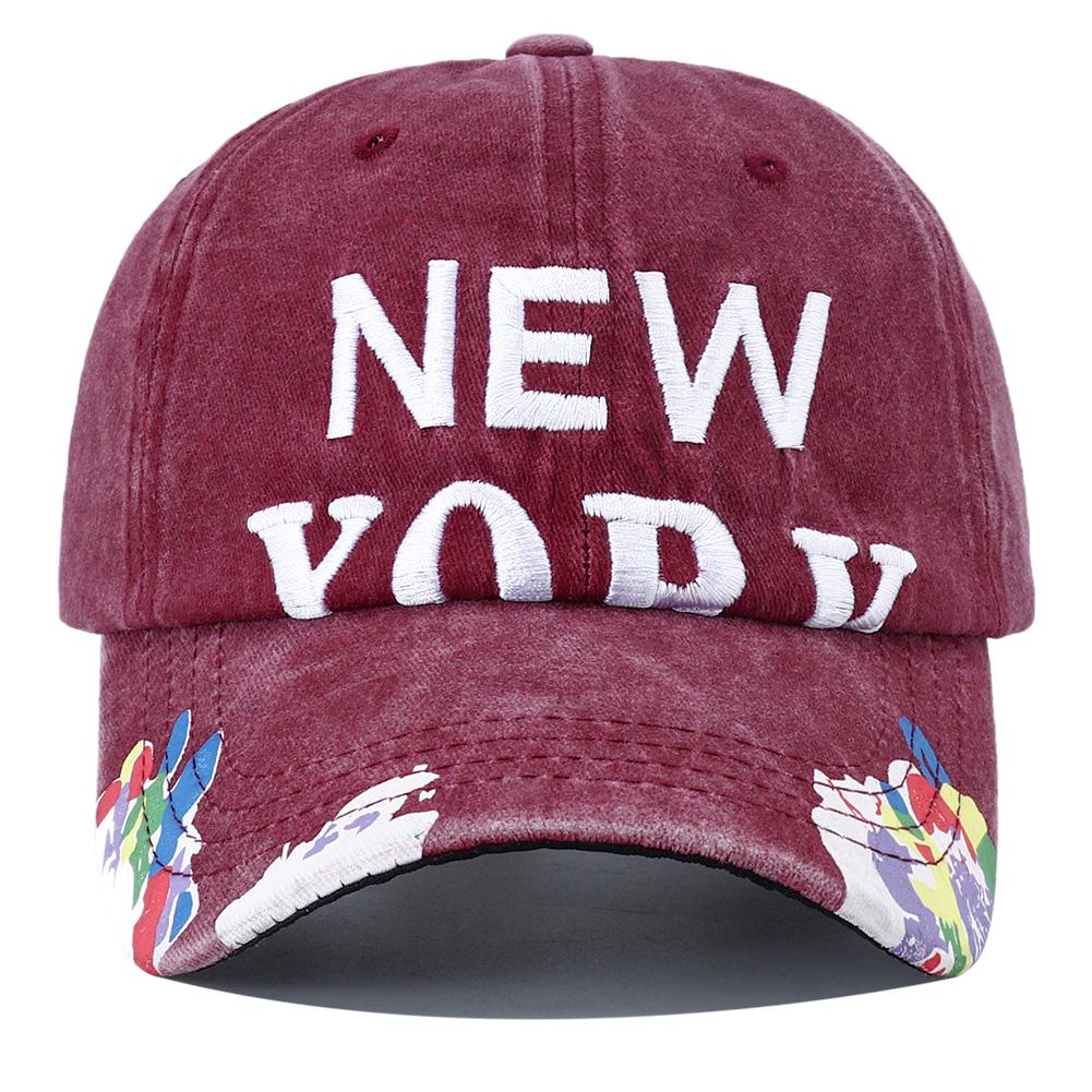 

New Designer Washed Letter Embroidery Cotton Baseball Cap Snapback Dad Hat Casual Hip Hop Sun Visor Caps for Men Women Casquette Adjustable бордовий