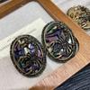 Medieval Vintage Western Antique Court Style Oval Relief Stud Earrings Luxury Gold-Plated Scorpion Exaggerated Earrings