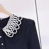 Women's 2025 Autumn/Winter French Fashion Beaded Dress with Detachable Doll Collar