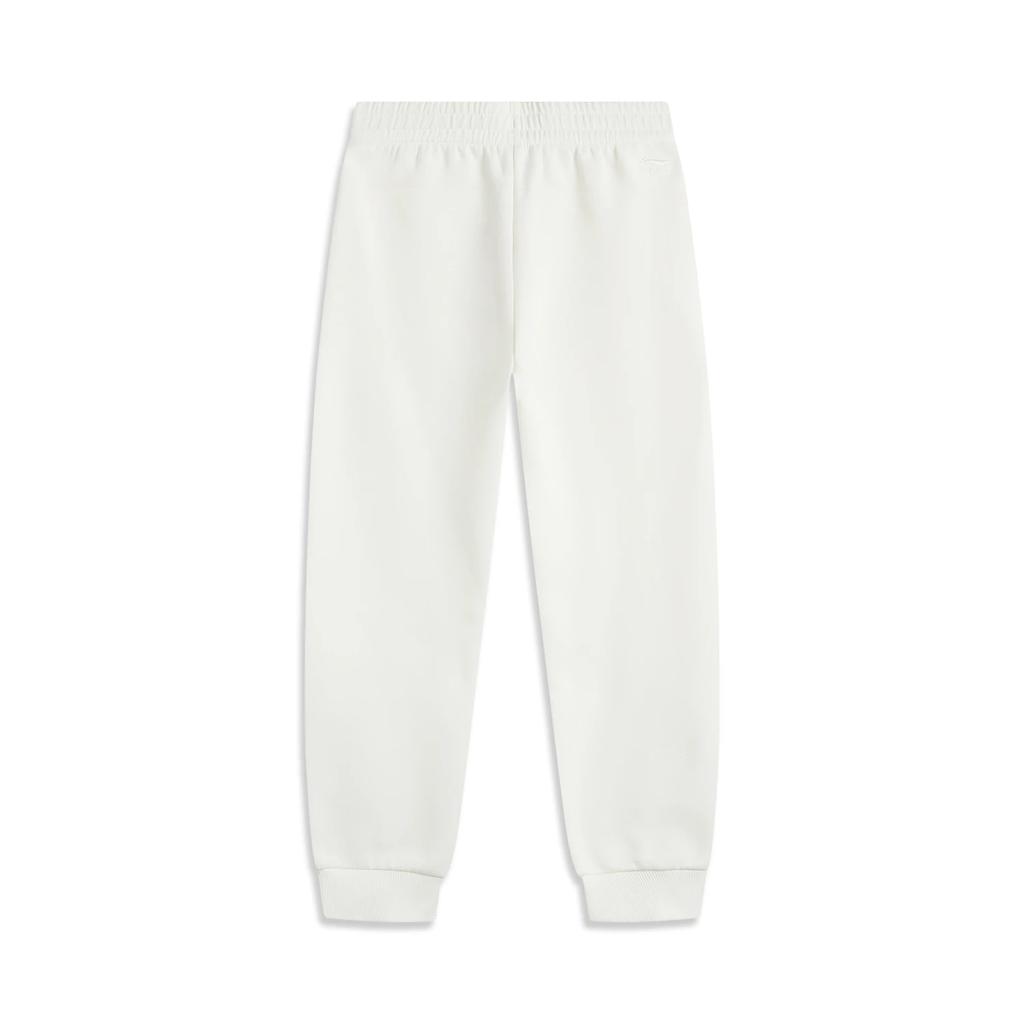 Li Ning Sports Trend Series Comfortable Breathable Drawstring Knit Joggers Women bottoms Off-White AKLU626-3