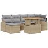VidaXL Ensemble de salle à manger de jardin 7 pièces avec coussins Beige Poly Rattan Acacia 3349608