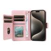For iPhone 15 Pro Max Case with Multi-Card Holder and Strap PU Leather Phone Cover Stand