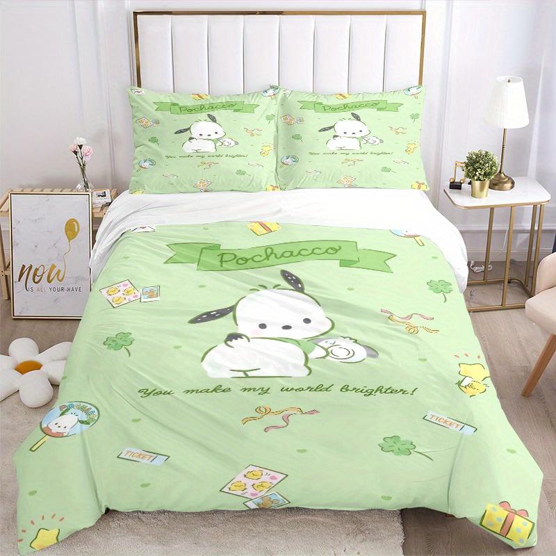 3pcs Lively Pochacco Printed Quilt Set - Soft and Comfortable Quilt Cover for Bedroom, Guest Room and Dormitory Decorative Bedding Set 1 Duv