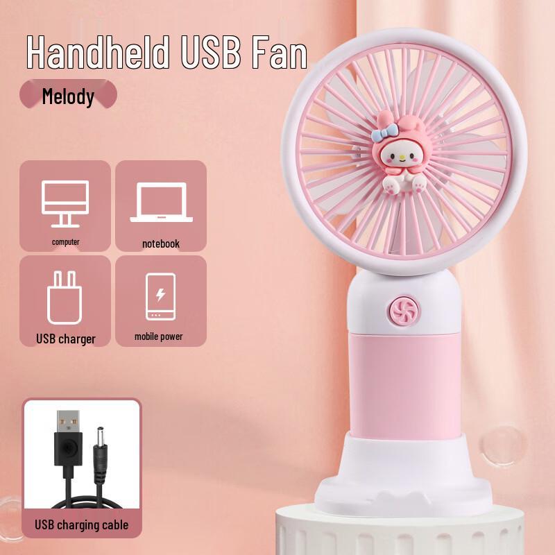 Cartoon Portable USB Rechargeable Handheld Mini Fan
