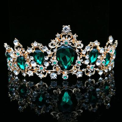 Barocco Vintage Verde Reale Corone Tiara Sposa Blu Rosso Corona Regina Fascia Sposa Oro Tiara Matrimonio Per Donne Gioielli Per Capelli