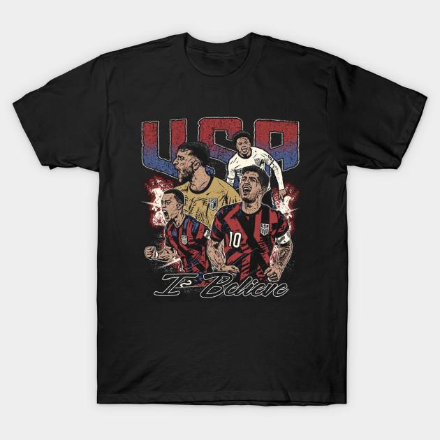 Men Black Print T-shirt Usa Soccer Team I Believe No-Cut Transfer Paper Print Cotton Tshirt 4XL чёрный