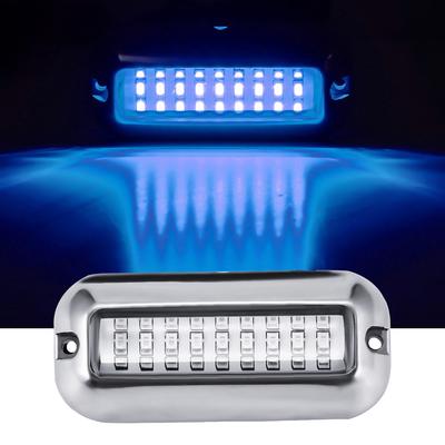 Vattentät Båtspegelbelysning Universal 12V 27 LED Marin Rostfritt Stål Undervatten Pontonbåt Baklykta Vit/Blå/Röd 2st