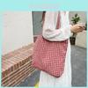 Chic Plaid Floral Patchwork Canvas Shoulder Bag For Women Soft Handle Design